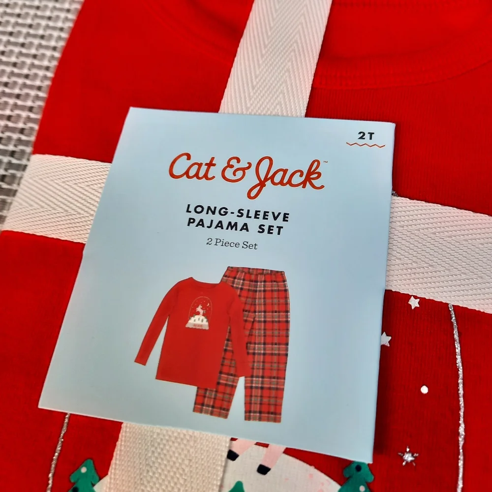 Cat Jack 2T Christmas Unicorn & Plaid Flannel Pajama Set NEW Holiday 2T